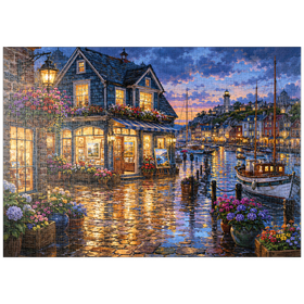 Darstellung des Puzzle Motivs Harbor Gallery – Regnerischer Abend - Puzzleteile: 1000