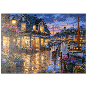 Darstellung des Puzzle Motivs Harbor Gallery – Regnerischer Abend - Puzzleteile: 100