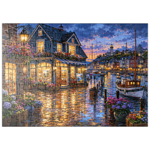 Darstellung des Puzzle Motivs Harbor Gallery – Regnerischer Abend puzzleplate Harbor Gallery Rainy Evening 200 Puzzle