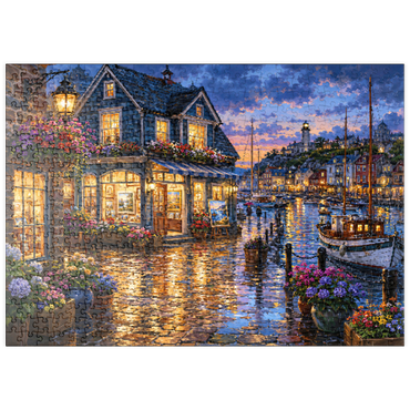 Darstellung des Puzzle Motivs puzzleplate Harbor Gallery Rainy Evening 500 Puzzle