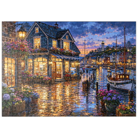 Darstellung des Puzzle Motivs Harbor Gallery – Regnerischer Abend puzzleplate Harbor Gallery Rainy Evening 500 Puzzle