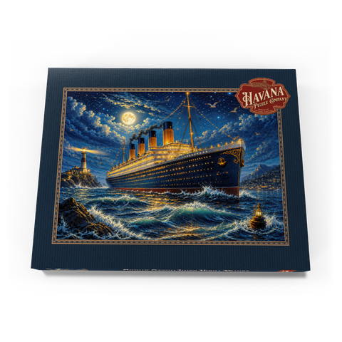 Darstellung des Puzzle Motivs Nachtfahrt mit einem großen Ozeandampfer Grand Ocean Liner Night Voyage 200 Puzzle Schachtel Ansicht3