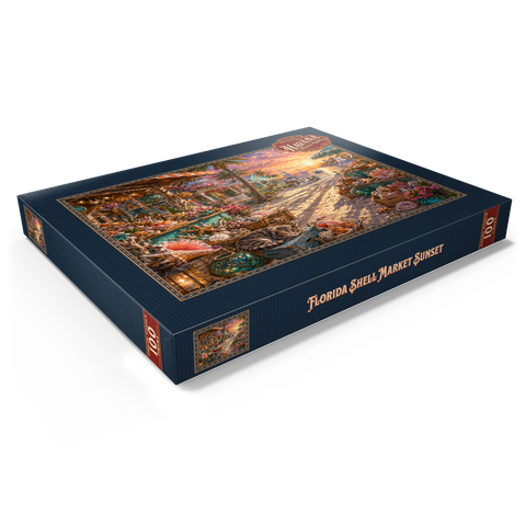 Darstellung des Puzzle Motivs Sonnenuntergang am Muschelmarkt in Florida Florida Shell Market Sunset 100 Puzzle Schachtel Ansicht1