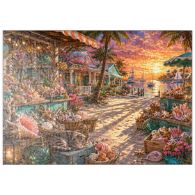 Darstellung des Puzzle Motivs Sonnenuntergang am Muschelmarkt in Florida - Puzzleteile: 200