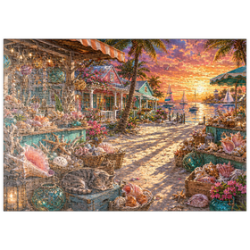 Darstellung des Puzzle Motivs Sonnenuntergang am Muschelmarkt in Florida - Puzzleteile: 500