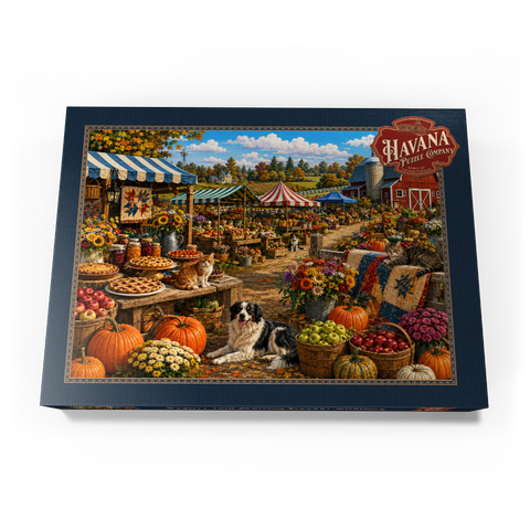 Darstellung des Puzzle Motivs Vormittag auf dem Bauernmarkt der Kreisausstellung County Fair Farmers Market Morning 1000 Puzzle Schachtel Ansicht3