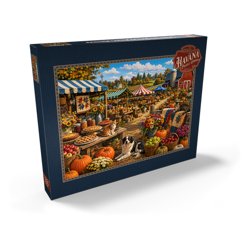 Darstellung des Puzzle Motivs Vormittag auf dem Bauernmarkt der Kreisausstellung County Fair Farmers Market Morning 200 Puzzle Schachtel Ansicht2