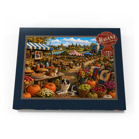 Darstellung des Puzzle Motivs Vormittag auf dem Bauernmarkt der Kreisausstellung County Fair Farmers Market Morning 200 Puzzle Schachtel Ansicht3