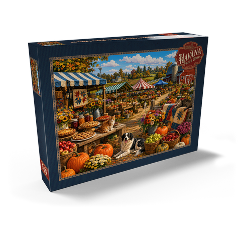 Darstellung des Puzzle Motivs Vormittag auf dem Bauernmarkt der Kreisausstellung County Fair Farmers Market Morning 500 Puzzle Schachtel Ansicht2