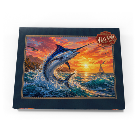 Darstellung des Puzzle Motivs Blue Marlin Sunset Breaker Blue Marlin Sunset Breaker 100 Puzzle Schachtel Ansicht3