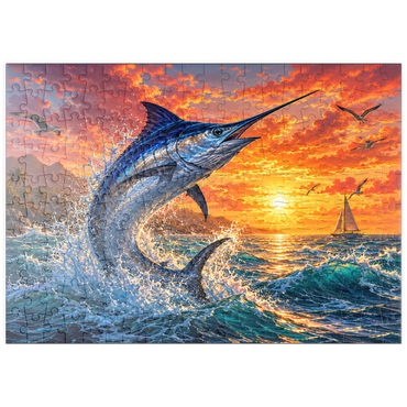 Darstellung des Puzzle Motivs puzzleplate Blue Marlin Sunset Breaker 200 Puzzle