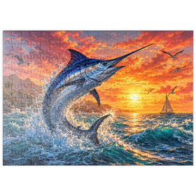 Darstellung des Puzzle Motivs Blue Marlin Sunset Breaker - Puzzleteile: 200