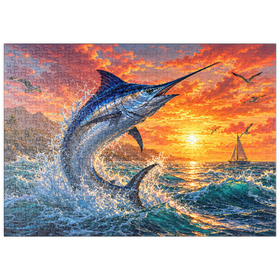 Darstellung des Puzzle Motivs Blue Marlin Sunset Breaker - Puzzleteile: 500