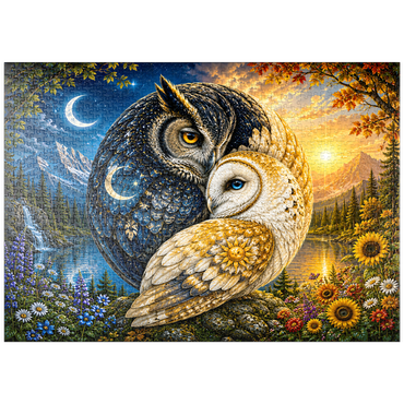 Darstellung des Puzzle Motivs puzzleplate Yin Yang Owl Harmony 1000 Puzzle