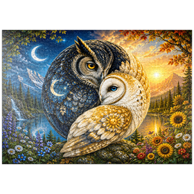 Darstellung des Puzzle Motivs Yin-Yang-Eule-Harmonie - Puzzleteile: 1000