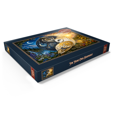 Darstellung des Puzzle Motivs Yin-Yang-Eule-Harmonie Yin Yang Owl Harmony 100 Puzzle Schachtel Ansicht1