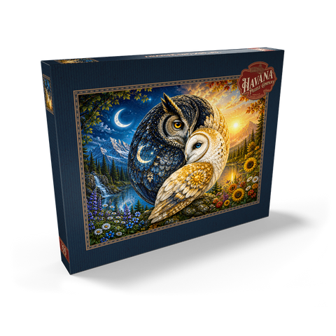 Darstellung des Puzzle Motivs Yin-Yang-Eule-Harmonie Yin Yang Owl Harmony 100 Puzzle Schachtel Ansicht2