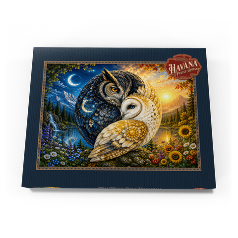 Darstellung des Puzzle Motivs Yin-Yang-Eule-Harmonie Yin Yang Owl Harmony 100 Puzzle Schachtel Ansicht3