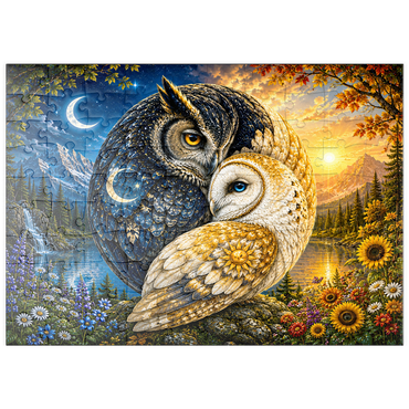Darstellung des Puzzle Motivs puzzleplate Yin Yang Owl Harmony 100 Puzzle