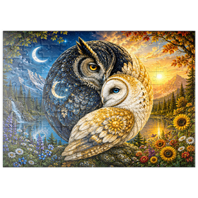 Darstellung des Puzzle Motivs Yin-Yang-Eule-Harmonie - Puzzleteile: 100