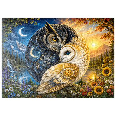 Darstellung des Puzzle Motivs puzzleplate Yin Yang Owl Harmony 500 Puzzle