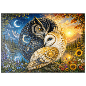 Darstellung des Puzzle Motivs Yin-Yang-Eule-Harmonie - Puzzleteile: 500