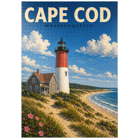 Darstellung des Puzzle Motivs Cape Cod – Nauset Light, Massachusetts - Puzzleteile: 1000