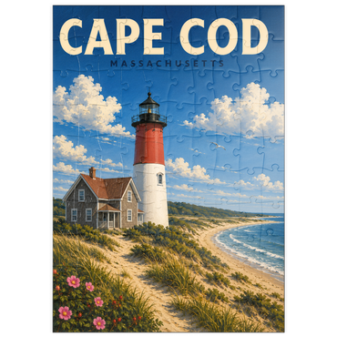 Darstellung des Puzzle Motivs puzzleplate Cape Cod – Nauset Light, Massachusetts 100 Puzzle