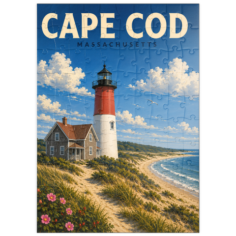 Darstellung des Puzzle Motivs Cape Cod – Nauset Light, Massachusetts puzzleplate Cape Cod – Nauset Light, Massachusetts 100 Puzzle