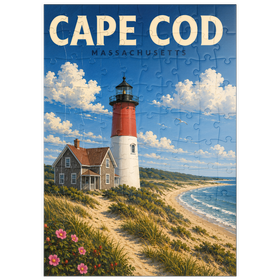 Darstellung des Puzzle Motivs Cape Cod – Nauset Light, Massachusetts - Puzzleteile: 100