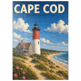 Darstellung des Puzzle Motivs Cape Cod – Nauset Light, Massachusetts - Puzzleteile: 200