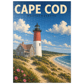 Darstellung des Puzzle Motivs Cape Cod – Nauset Light, Massachusetts - Puzzleteile: 500