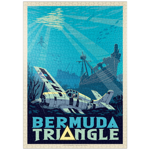Darstellung des Puzzle Motivs Das Rätsel um die Schiffswracks im Bermuda-Dreieck puzzleplate Bermuda Triangle Shipwreck Mystery 1000 Puzzle
