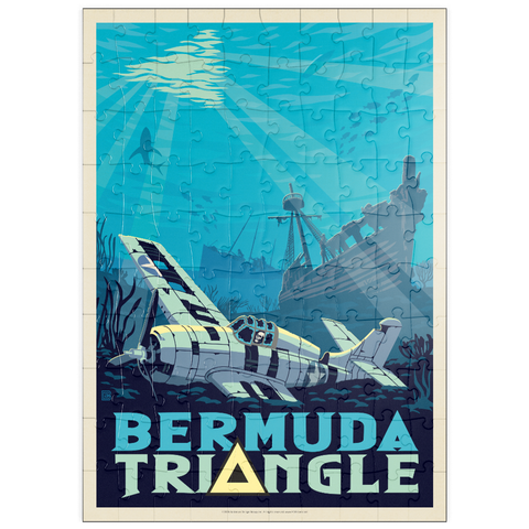 Darstellung des Puzzle Motivs Das Rätsel um die Schiffswracks im Bermuda-Dreieck puzzleplate Bermuda Triangle Shipwreck Mystery 100 Puzzle
