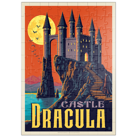 Darstellung des Puzzle Motivs Dracula-Schloss – Ein gotischer Krimi im Mondschein - Puzzleteile: 100