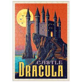 Darstellung des Puzzle Motivs Dracula-Schloss – Ein gotischer Krimi im Mondschein - Puzzleteile: 200