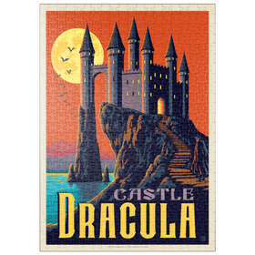 Darstellung des Puzzle Motivs Dracula-Schloss – Ein gotischer Krimi im Mondschein - Puzzleteile: 500