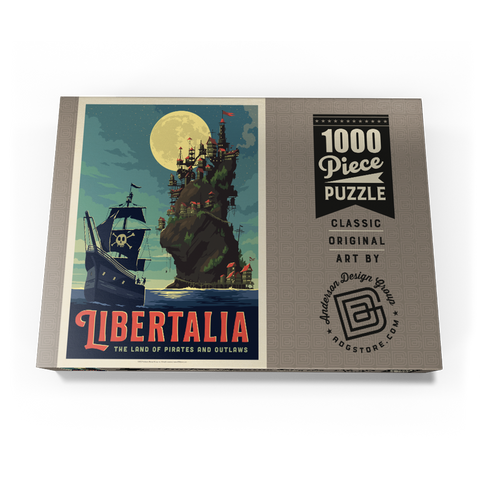 Darstellung des Puzzle Motivs Libertalia: Das Piratenparadies Libertalia: The Pirate Paradise 1000 Puzzle Schachtel Ansicht3