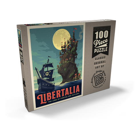 Darstellung des Puzzle Motivs Libertalia: Das Piratenparadies Libertalia: The Pirate Paradise 100 Puzzle Schachtel Ansicht2