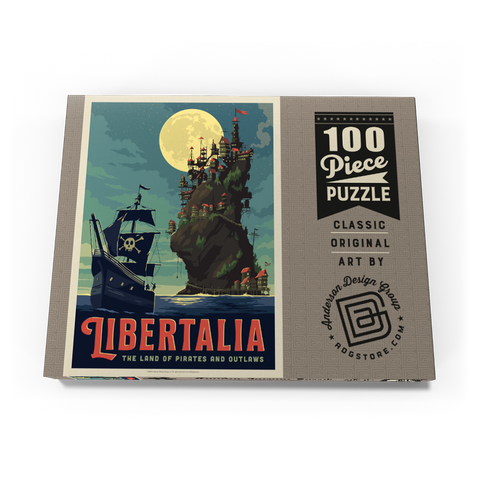 Darstellung des Puzzle Motivs Libertalia: Das Piratenparadies Libertalia: The Pirate Paradise 100 Puzzle Schachtel Ansicht3