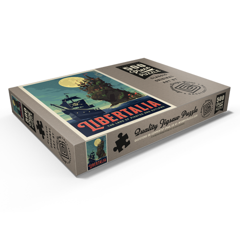Darstellung des Puzzle Motivs Libertalia: Das Piratenparadies Libertalia: The Pirate Paradise 500 Puzzle Schachtel Ansicht1