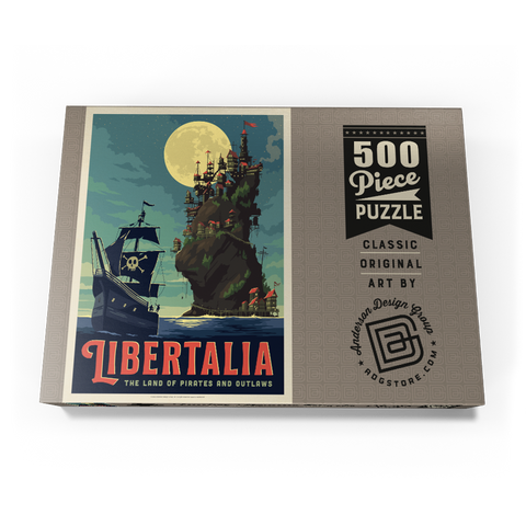 Darstellung des Puzzle Motivs Libertalia: Das Piratenparadies Libertalia: The Pirate Paradise 500 Puzzle Schachtel Ansicht3