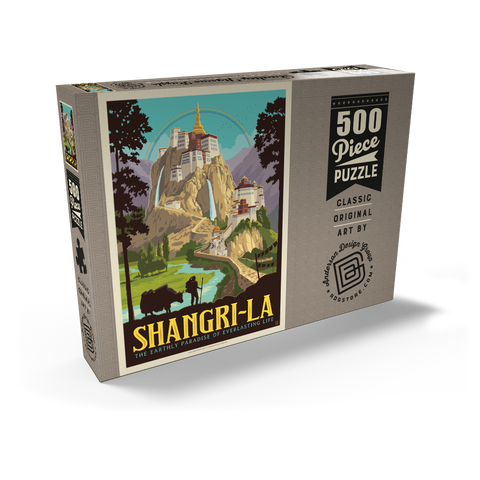 Darstellung des Puzzle Motivs Shangri-La – Bergparadies der Ruhe Shangri La Mountain Paradise Serenity 500 Puzzle Schachtel Ansicht2