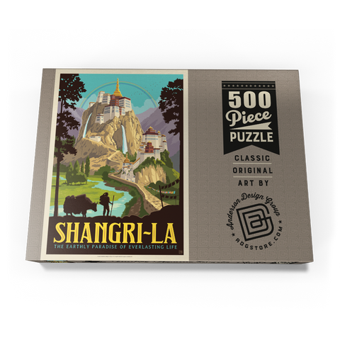 Darstellung des Puzzle Motivs Shangri-La – Bergparadies der Ruhe Shangri La Mountain Paradise Serenity 500 Puzzle Schachtel Ansicht3