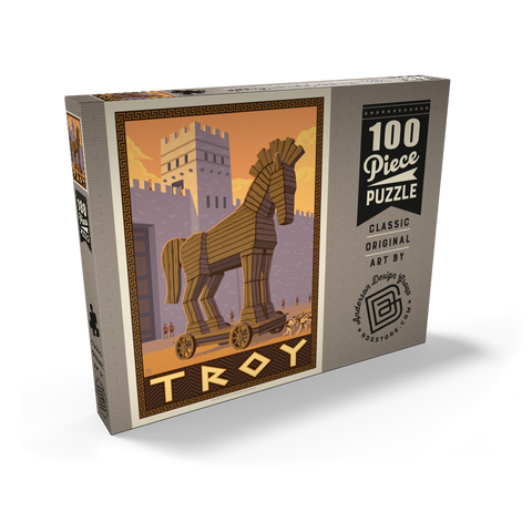 Darstellung des Puzzle Motivs Troja: Das Geschenk des Trojanischen Pferdes Troy: Gift Of The Trojan Horse 100 Puzzle Schachtel Ansicht2