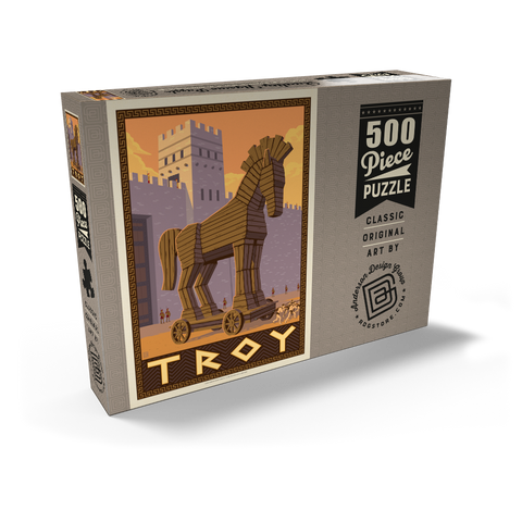 Darstellung des Puzzle Motivs Troja: Das Geschenk des Trojanischen Pferdes Troy: Gift Of The Trojan Horse 500 Puzzle Schachtel Ansicht2