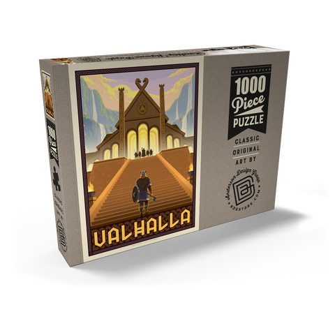 Darstellung des Puzzle Motivs Valhalla Viking Hall – Epischer Aufstieg Valhalla Viking Hall Epic Ascent 1000 Puzzle Schachtel Ansicht2