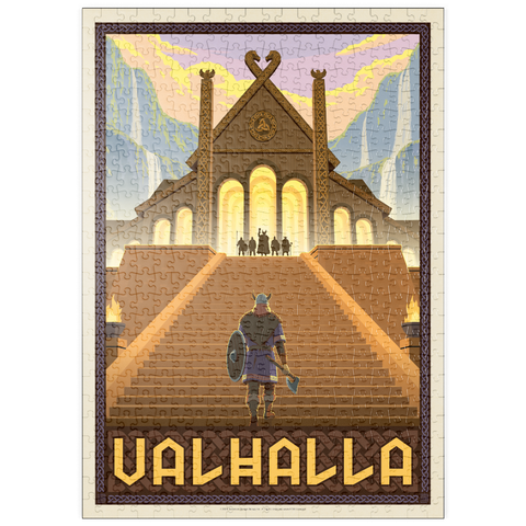 Darstellung des Puzzle Motivs Valhalla Viking Hall – Epischer Aufstieg puzzleplate Valhalla Viking Hall Epic Ascent 500 Puzzle
