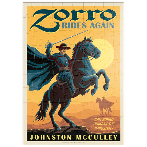 Darstellung des Puzzle Motivs Zorro kehrt zurück: Johston McCulley puzzleplate Zorro Rides Again: Johston McCulley 100 Puzzle