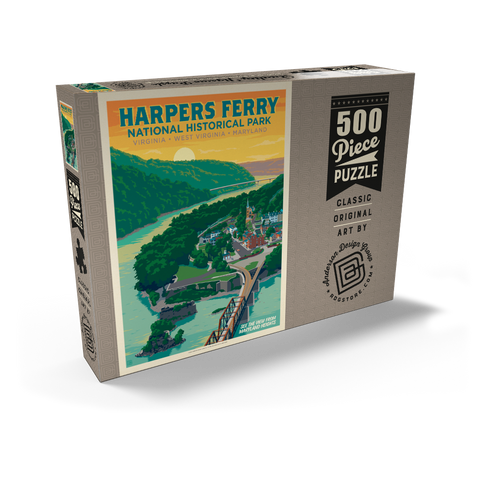 Darstellung des Puzzle Motivs Nationaler Geschichtspark Harpers Ferry: Maryland Heights Harpers Ferry National Historical Park: Maryland Heights 500 Puzzle Schachtel Ansicht2